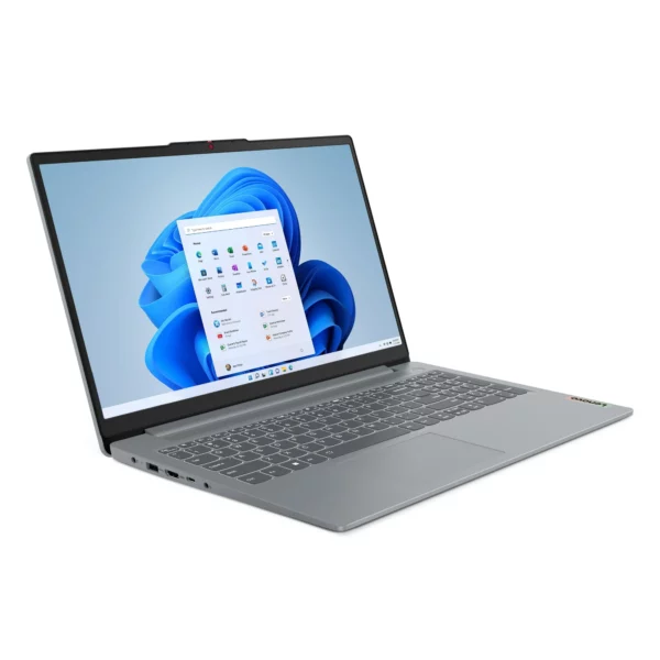 Lenovo IdeaPad Slim 3i i3-N305 laptop in Arctic Grey, 15.6-inch FHD display-angled