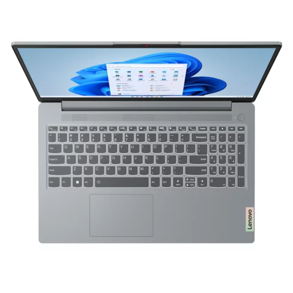 Lenovo IdeaPad Slim 3i i3-N305 laptop in Arctic Grey, 15.6-inch FHD display-top