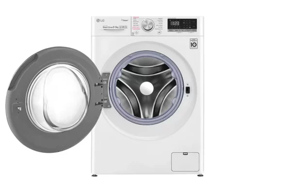 Open view of LG F4V5VGP0W washer dryer combo control panel, white